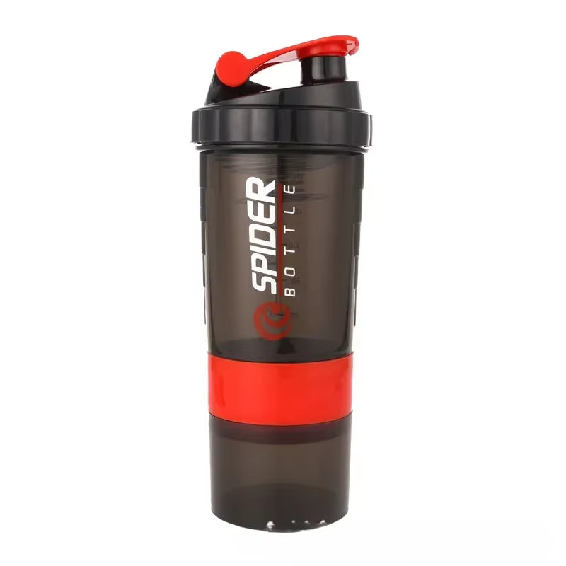 500Ml Layered Protein Bottle Powder Shaker with Powder Storage Container Large Water Bottle Water Bottle with Wire Stirring Ball