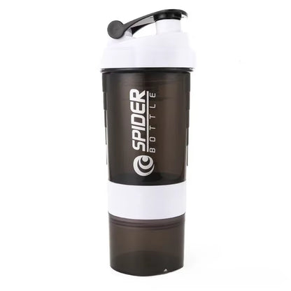 500Ml Layered Protein Bottle Powder Shaker with Powder Storage Container Large Water Bottle Water Bottle with Wire Stirring Ball